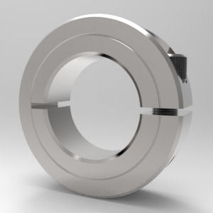 Low-profile aluminum clamp shaft collar with 3-3/4 inch bore for secure shaft positioning | 3-3/4" Aluminum One-Piece Clamp Shaft Collar - Low Profile | 7A312