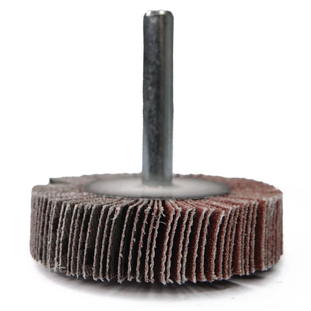 2" x 1/2" x 1/4" Aluminum Oxide (120g) - Premium Mounted Flap Abrasive Wheel