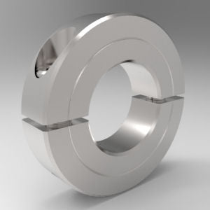 Durable 303 stainless steel two-piece clamp shaft collar for secure shaft positioning | 7/8" Stainless Steel (303) Two-Piece Clamp Shaft Collar - High Strength | 2S014