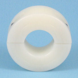 Lightweight white nylon clamp collar with two-piece design | 7/16" Nylon Two-Piece Clamp Shaft Collar | 2N007