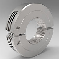 Stainless steel hinged UNF threaded shaft collar for quick shaft positioning | 1-1/4-12" Stainless Steel (303) UNF Threaded Shaft Collar - Hinged | 3S104FH