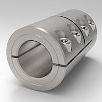 Low-profile 303 stainless steel rigid shaft coupling with one-piece clamp, 1-1/2" x 1" | 1-1/2" x 1" Stainless Steel (303) One-Piece Clamp Rigid Shaft Coupling Low Profile | 7S108100