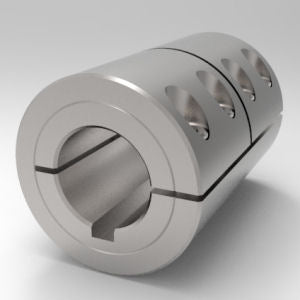 Stainless steel one-piece split clamp rigid shaft coupling with keyways | 3/4" X 5/8" One-Piece Split Clamp, Rigid Shaft Coupling with Keyways, Stainless Steel, High Strength | 5S012010K