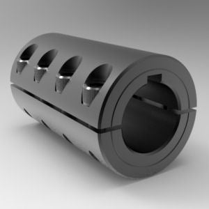 Black oxide steel two-piece clamp rigid shaft coupling with keyway | 7/8" x 7/8" Steel (Black Oxide) Two-Piece Clamp Rigid Shaft Coupling with Keyway - Low Profile | 7L014014FK