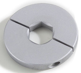 Aluminum clamp-on wrenching collar with two-piece clamp design and hex bore for quick manual adjustments | 5/8" Aluminum Clamp-On Wrenching Collar - Two Piece, Hex Bore | NB2A010