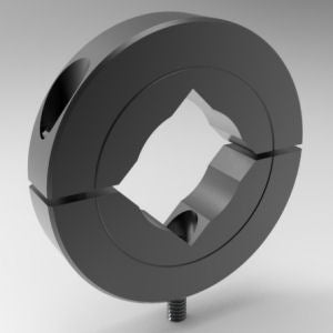 Precision two-piece stackable cap square bore shaft mounting collar in black oxide steel | 1/2" Steel (Black Oxide) Square Bore Shaft Mounting Collar Two-Piece Stackable (Cap) | 15L008CP