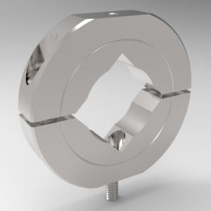 Precision two-piece stackable square bore shaft mounting collar in stainless steel | 1" Stainless Steel (303) Square Bore Shaft Mounting Collar Two-Piece Stackable | 15S100ST