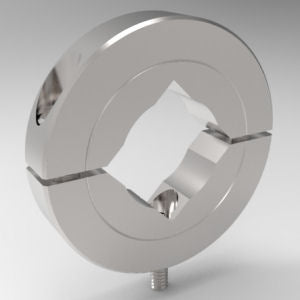 Precision two-piece stackable cap square bore shaft mounting collar in stainless steel | 1/2" Stainless Steel (303) Square Bore Shaft Mounting Collar Two-Piece Stackable (Cap) | 15S008CP