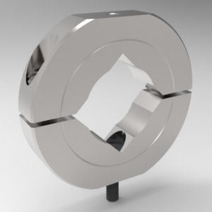 Precision two-piece stackable square bore shaft mounting collar in aluminum | 1/2" Aluminum Square Bore Shaft Mounting Collar Two-Piece Stackable | 15A008ST