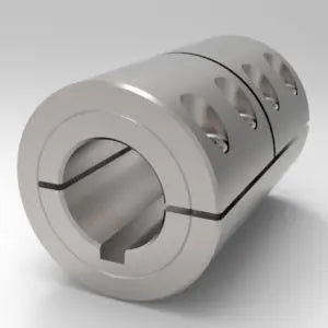 1/2" X 1/2" One-Piece Split Clamp-Type Rigid Shaft Coupling/Keyways, SS