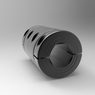 Black oxide steel clamp with precision sleeve and hex bore | 1/4" x 1/4" Steel (Black Oxide) Two-Piece Clamp - Precision Sleeve Hex Bore Coupling | 13L004004PSC