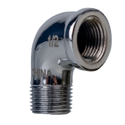 A precision-cast 1/4 inch chrome-plated lead-free street elbow showing its strong construction and polished exterior – 1/4 Chrome-Plated Lead-Free Street Elbow.