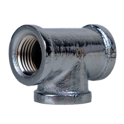 A corrosion-resistant 1/4 inch tee constructed from lead-free alloy and chrome-plated, highlighting its reliable T-shaped fitting design – 1/4 Chrome-Plated Lead-Free Tee AB1953.
