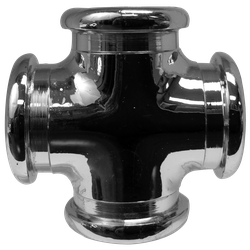 A 3/8 inch chrome lead-free bronze cross, emphasizing its polished exterior and robust multi-directional fitting design – 3/8 Chrome Lead-Free Bronze Cross