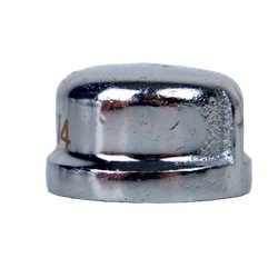 High-quality 1 inch chrome-plated cap made from lead-free material, emphasizing its corrosion-resistant coating and durable threaded design – 1 Chrome Lead-Free Cap AB 1953