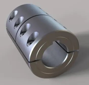 1" X 1" Three-Piece Split Clamp-Type Rigid Shaft Coupling/Keyways, Steel