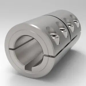 5/8" X 5/8" One-Piece Split Clamp-Type Rigid Shaft Coupling/Keyways, SS