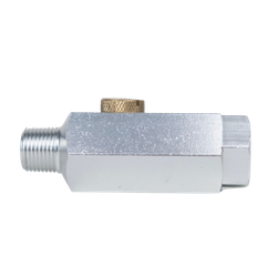 An inline pneumatic lubricator - 3/8 FemaleNational Pipe Thread + 3/8 Male National Pipe Thread Air Line Lubricator