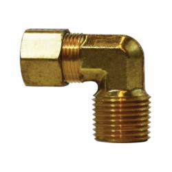 Compression to male NPT brass 90-degree elbow fitting - 69 1/4 x 1/8 Elbow Union Brass