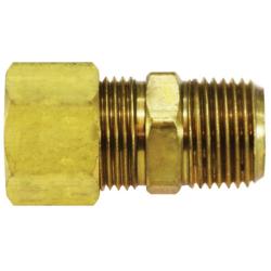 Compression to male NPT pipe thread brass drilled through tank adapter fitting - 68 Tank 1/4 x 1/4 Connector