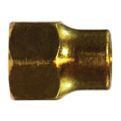 Female SAE 45-degree flared brass hex long nut fitting - 6401L 3/16 Long Forged Nut