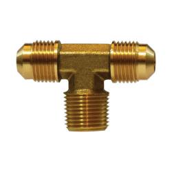 Two male SAE 45-degree flared ports to male NPT pipe thread branch - 405 1/4 x 1/2 Branch Tee