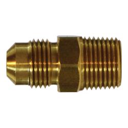 Male flared connection to male NPT pipe thread brass SAE 45-degree flare half union fitting - 408VS 1/2 X 3/8 Half Union