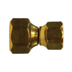 Two female SAE 45-degree flared brass reducing swivel union fitting - 700R 5/8 x 1/2 Swivel Connector