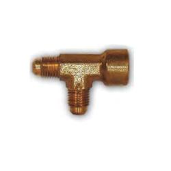 Male flared and female NPT pipe thread on the run, male flared connection on the branch - 501 Flared Pipe 3/8X 1/2X 1/2 Run Tee