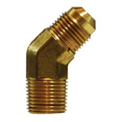 Male 45-degree flared to male NPT pipe thread brass 45-degree elbow fitting - 40945VS 1/2 x 3/8 Male 45° Flared Elbow