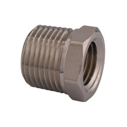 Male NPT pipe thread to female NPT pipe thread nickel-plated brass light pattern hex reducer bushing fitting -  110np 1/4 x 1/8 Hexagonal Bush