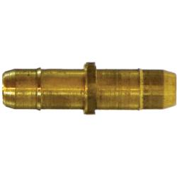 Brass Single Barb Mini Splicer fitting, for connecting two outside diameter tubes with a single barb on each end. - 129SBM 1/8 Single Barb Mini Splicer