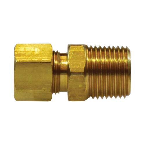 Compression to male NPT brass adapter fitting - 1/2 x 1/4 Compression Connector Tube to Male Pipe Thread