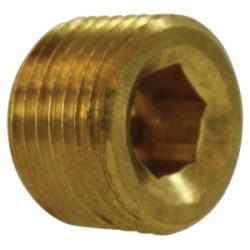 Brass countersunk hex plug fitting with male NPT pipe thread - Lead-Free 7109al 1/4 Countersunk Plug