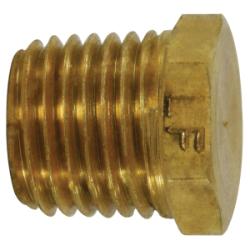Brass cored hex head plug fitting with male NPT pipe thread - Lead-Free 7121 1/8 Hex Head Plug