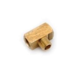 A gold-colored brass barstock tee fitting - Lead-Free 7131 3/8 Tee