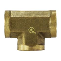 Brass pipe tee fitting, with female iron pipe thread connections on all three ports - Lead-Free 7101f 1/8 Forged Tee