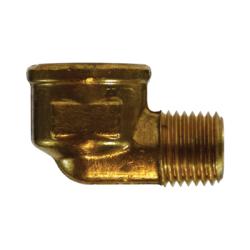 Brass 90-degree reducing street elbow fitting with female iron pipe thread to male iron pipe thread - Lead-Free 7128 3/8 x 1/2 Reducing Street Elbow