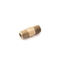 Brass long hex nipple fitting, with female NPT pipe thread connections on both ends - Lead-Free 7122l 1/4 Long Hex Nipple