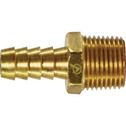 Brass rigid adapter fitting, hose barbed connection to male NPT pipe thread - Lead-Free 7129 1/2 x 1/4 Hose Barb