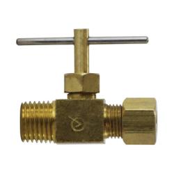Brass valve with threaded connection - Lead-Free 7101 Compression 1/4 x 1/8 Needle Valve