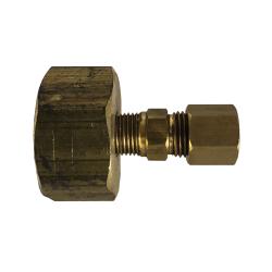 Precision-machined lead-free garden hose connector with a female threads and an OD compression end – Lead-Free 766 Garden Hose 3/4 Female Garden Hose x 3/8 Outside Diameter Compression