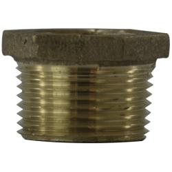 Brass pipe fitting with threaded end on a white background