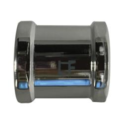 A polished lead-free chrome-plated red brass coupling engineered for reliable, leak-resistant pipe installation – Lead-Free 3/8 Chrome-Plated Red Brass Coupling