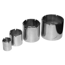 A silver-colored heavy-duty metal crimp ferrule, typically used in plumbing for pipe connections. - 4"x 4-15/16" Heavy Duty Ferrule Plated