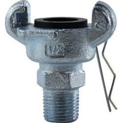 An iron pipe connector with a universal male end, featuring a hexagonal bolt head and a washer - Steel plumbing fitting - 3/8 Universal Male End