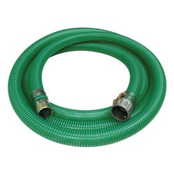 Helix polyvinyl chloride suction hose with included fitting part 4" x 20' Saturn Green Helix Polyvinyl Chloride Suction Hose + Part
