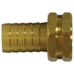 Heavy-duty hose connector with swivel hex design, 3/8 x 3/4 Hose Barb to Female Garden Hose