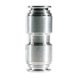 Precision-machined reducing union made from stainless steel, providing leak-resistant connection between tubes – 3/8 x 1/4 PP Stainless Steel Reducing Union Straight.
