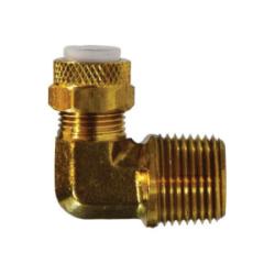 Poly-Flo right-angle tube-to-thread fitting for fluid lines — 1/4 x 1/4 Poly-Flo Elbow Tube to Male Pipe Thread
